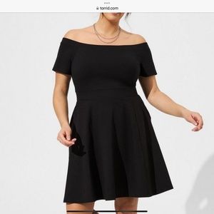 Black off the shoulder skater dress